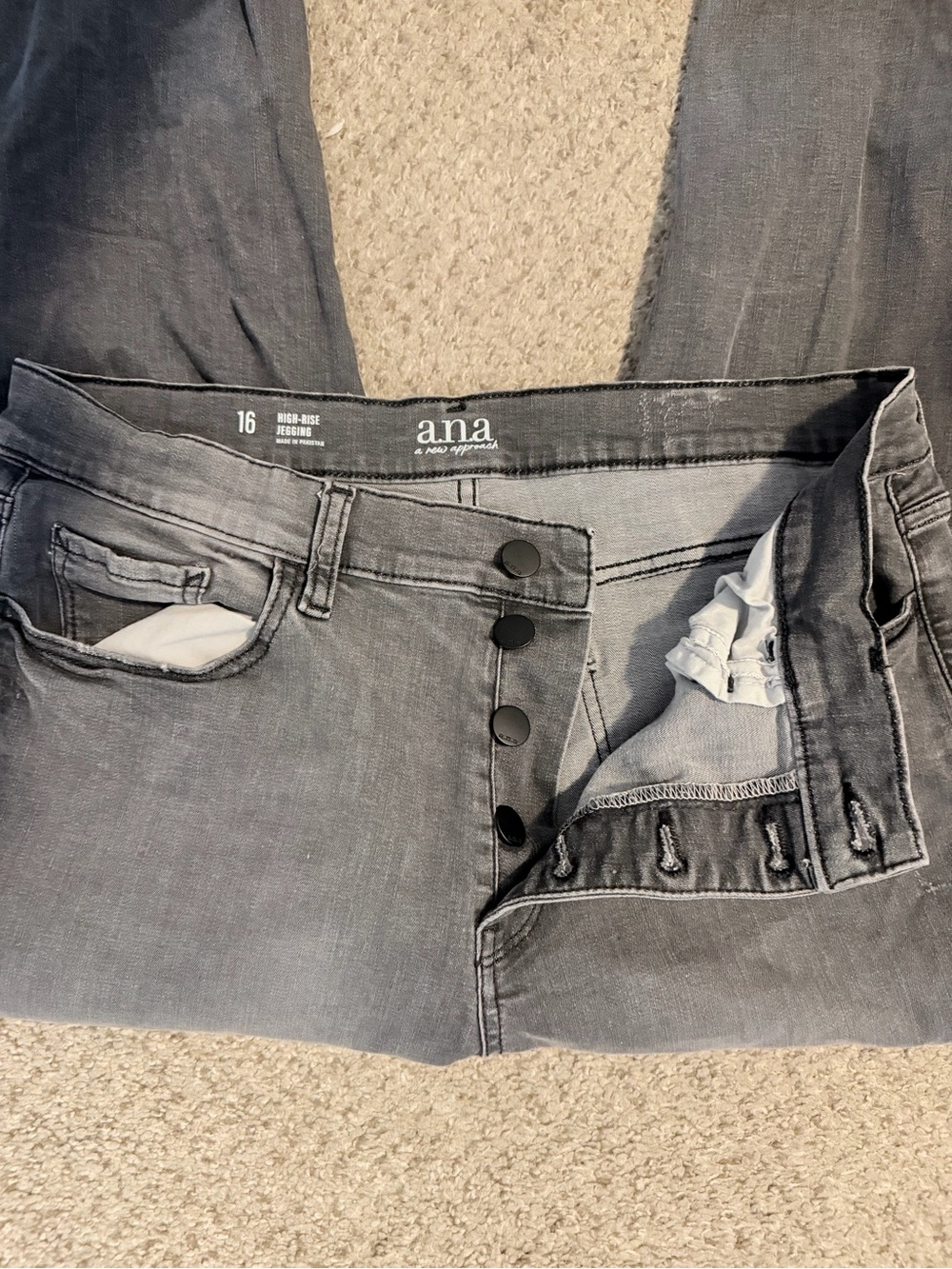 a.n.a High-Rise Gray Button-Fly Jeggings